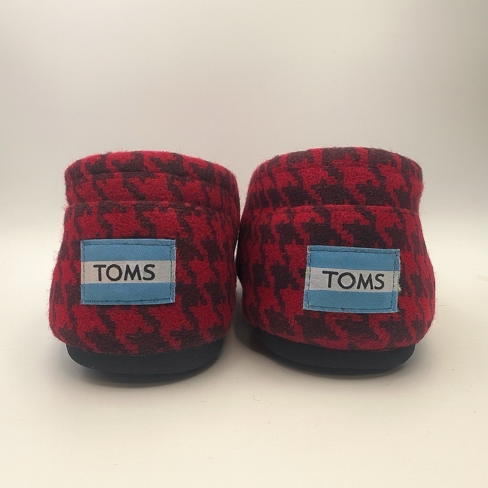 TOMS Classic Alpargata Slip On Red And Black Houndstooth Women's 8.5 Cozy - Picture 5 of 8